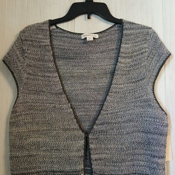 Coldwater Creek Women's Misses Size M Gray Ombre Blanket Striped Vest - Picture 7 of 10